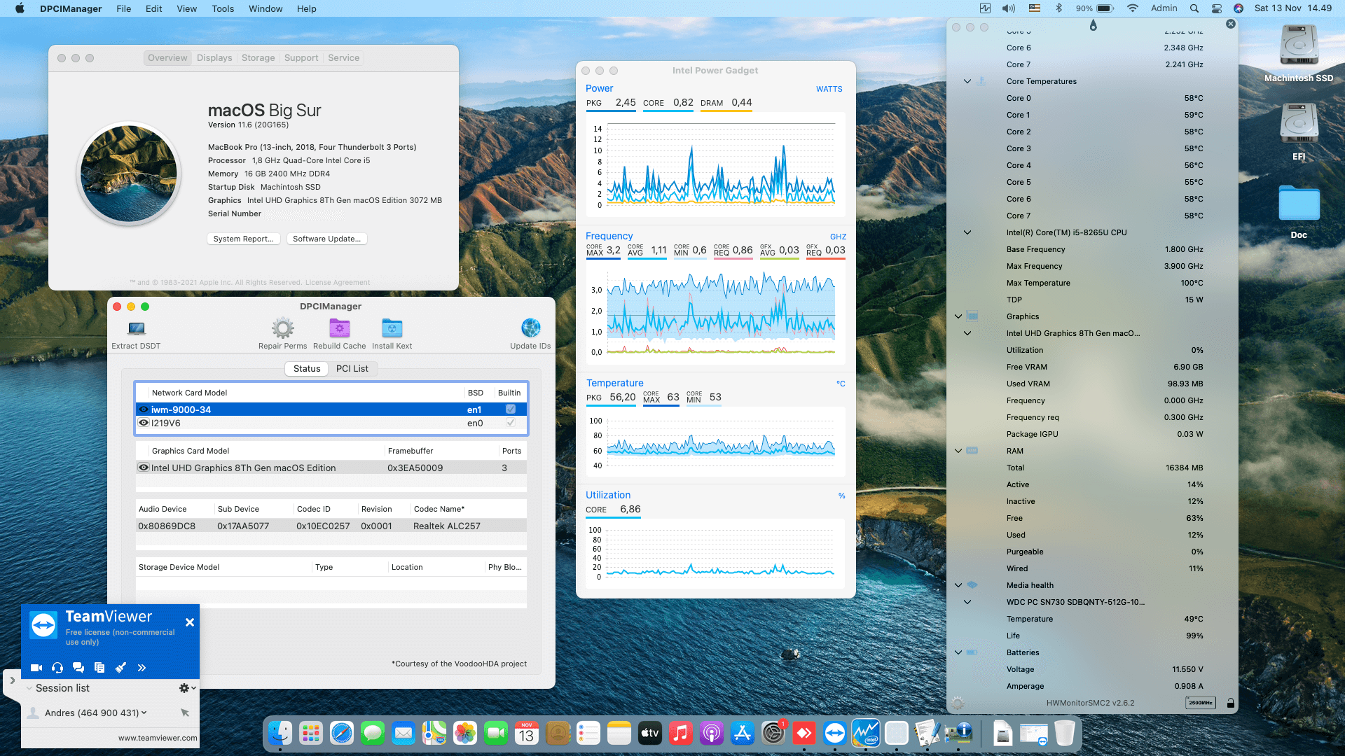 Success Hackintosh macOS Big Sur 11.6 Build 20G165 in Lenovo Thinkpad L390 Touchscreen